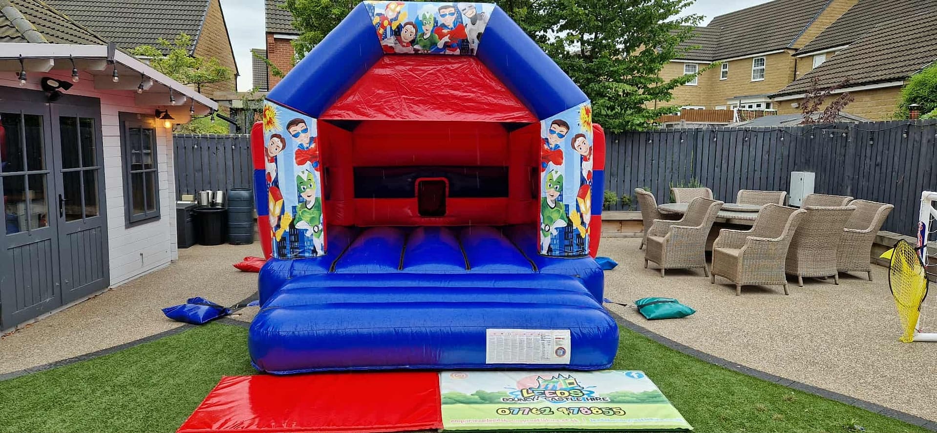 Superhero Bouncy Castle – Blue & Red